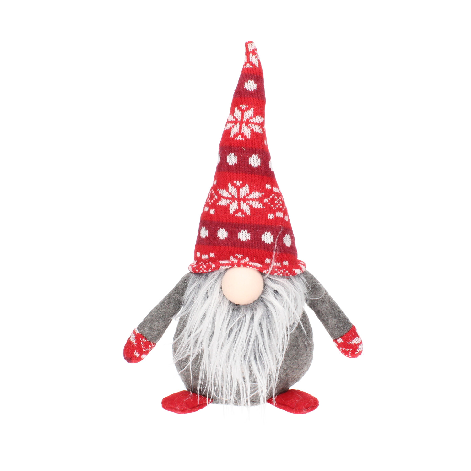 Gnomo de navidad LED sentado Hagin 36cm 2xCR2032 Rojo y gris