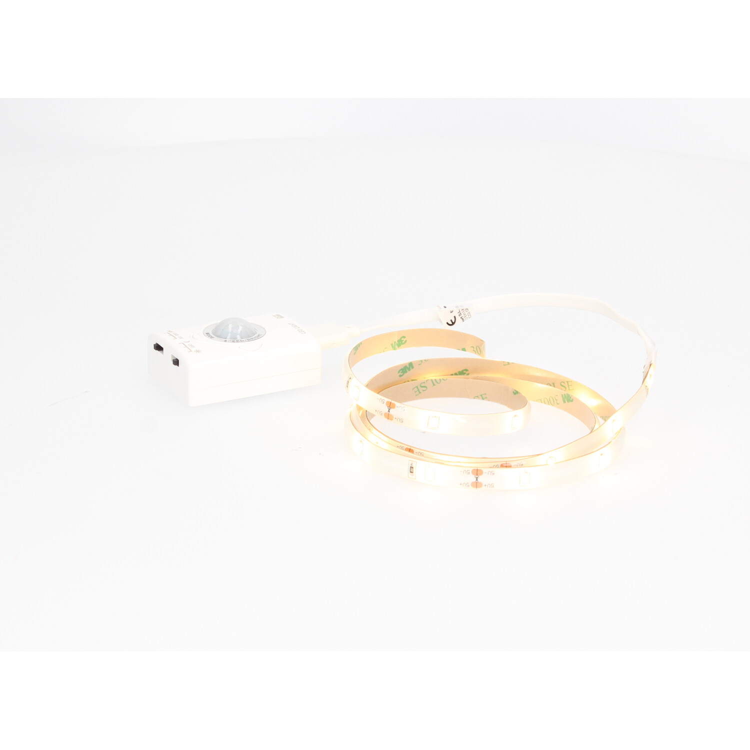Kit 1M tira LED con batería y sensor de movimiento y crepuscular 2,4W 3000K