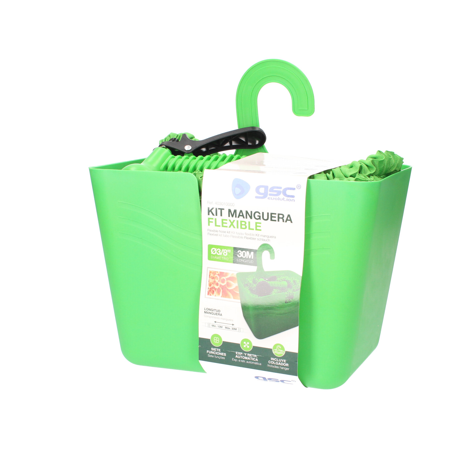 Kit manguera flexible tipo serpiente 10M - 30M + cesta con gancho