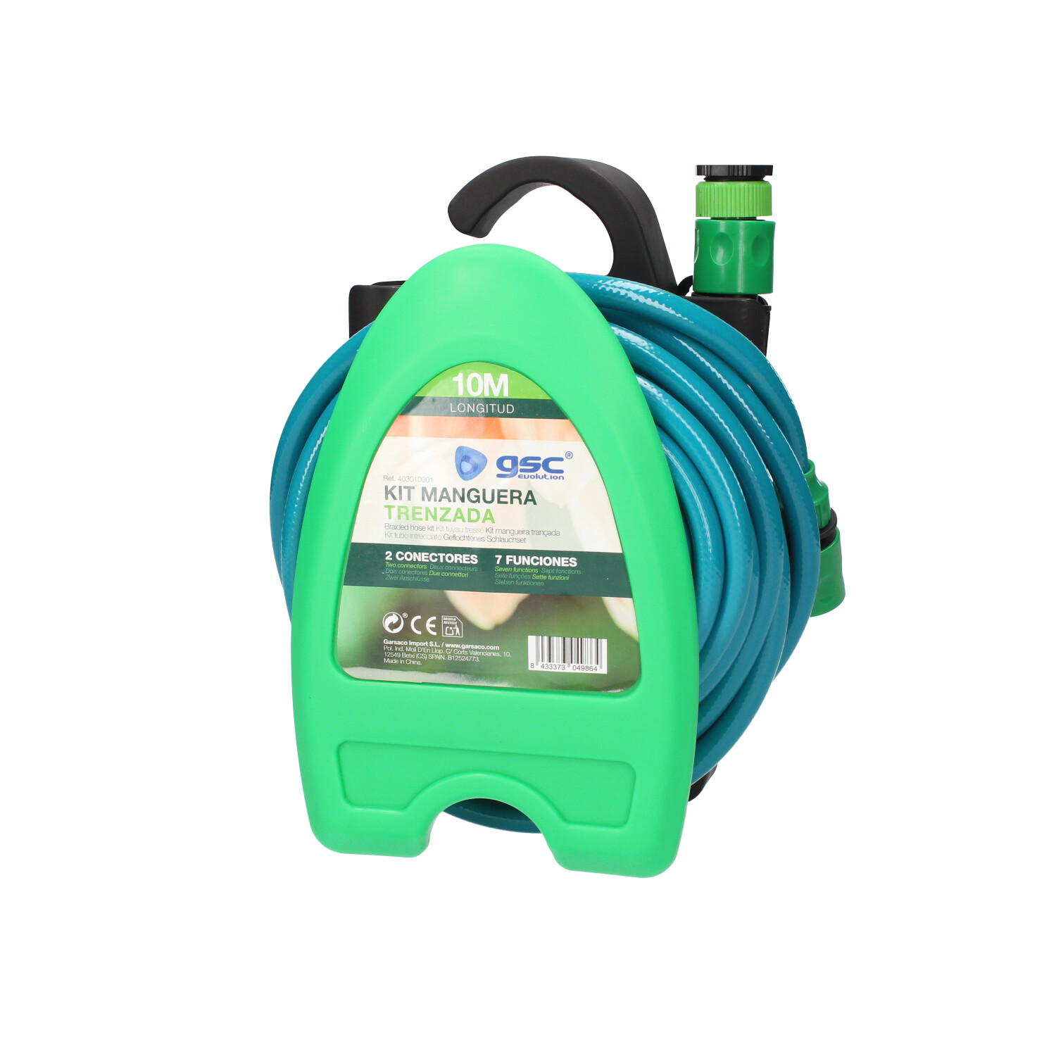 Kit manguera trenzada PVC 10M  Ø1/2&quot;(12mm) para colgar en pared