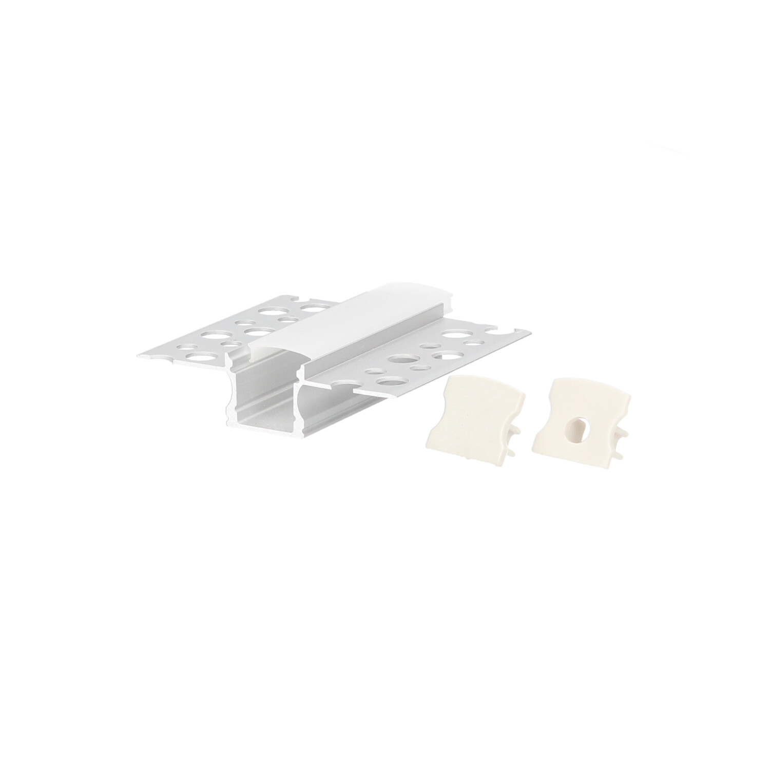 Perfil aluminio traslúcido empotrar pladur 2M para tiras LED hasta 12,5mm