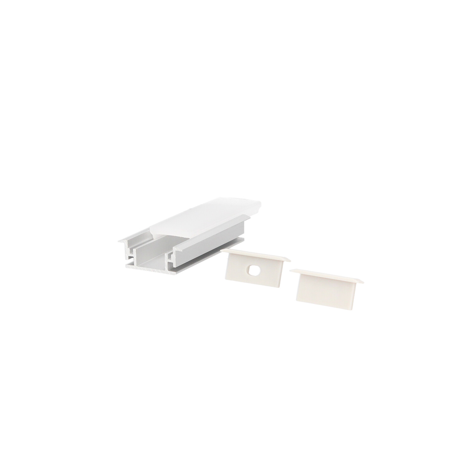 Perfil aluminio traslúcido empotrar suelo exterior 2M para tiras LED hasta 12mm