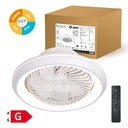 Ventilador techo rotativo Bhoor con luz CCT regulable y mando Ø50 7 aspas DC Blanco