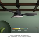 Ventilador techo Biula con luz CCT regulable y mando Ø122 3 aspas DC Negro
