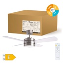 Ventilador techo Seram con luz CCT regulable y mando Ø112 4 aspas DC Níquel