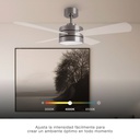 Ventilador techo Seram con luz CCT regulable y mando Ø112 4 aspas DC Níquel