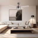 Ventilador techo Seram con luz CCT regulable y mando Ø112 4 aspas DC Níquel
