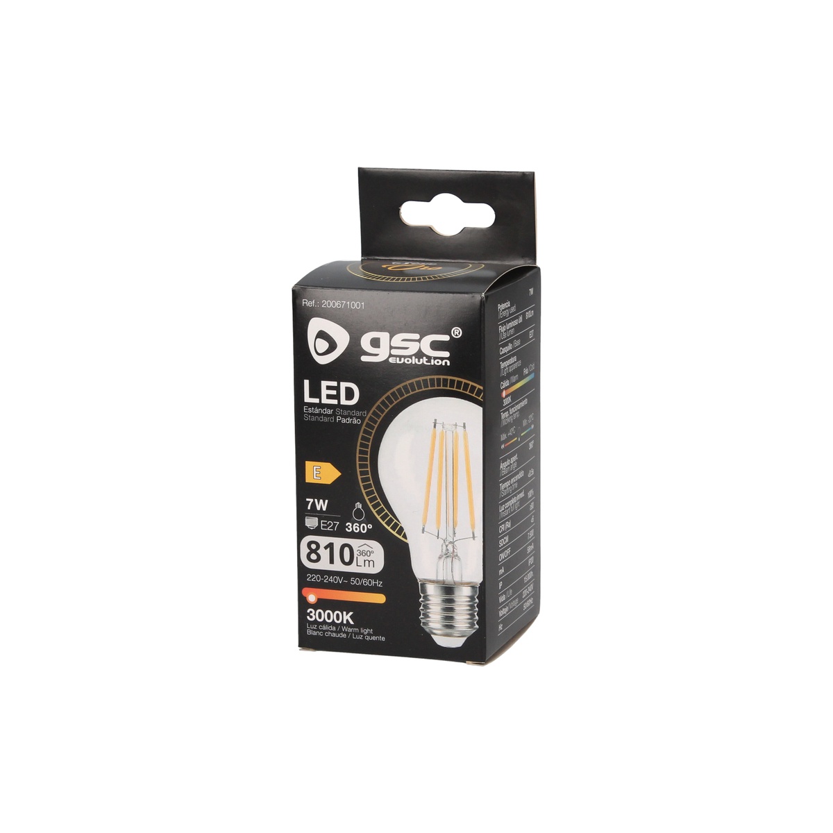 Lámpara LED estándar Serie Oro 7W E27 3000K