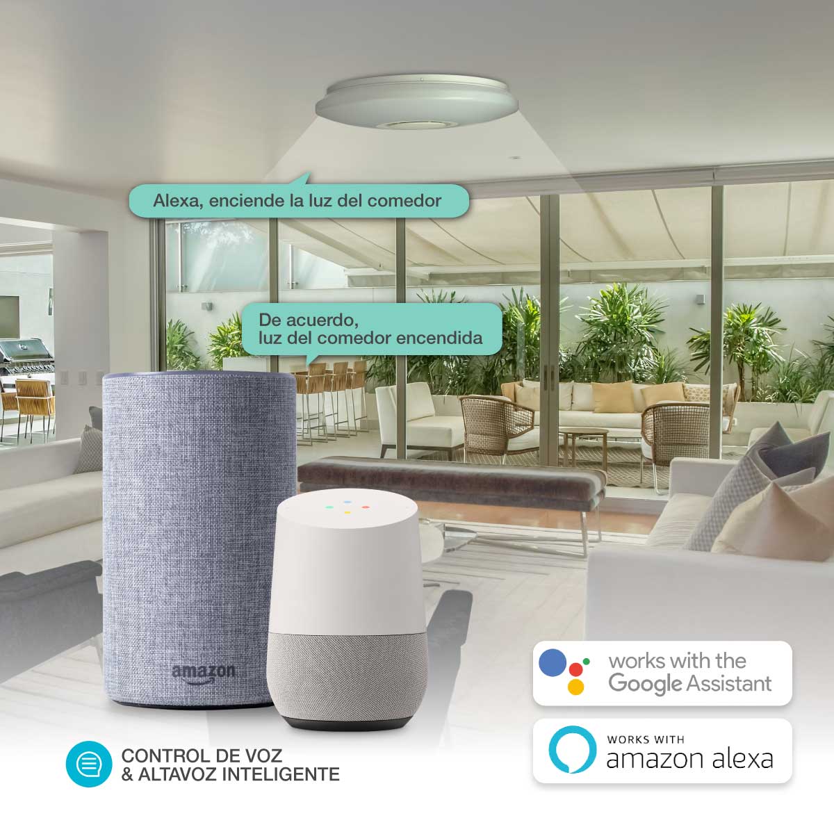 Plafón techo inteligente Paris con altavoz 24W RGB 3000-6500K regulable