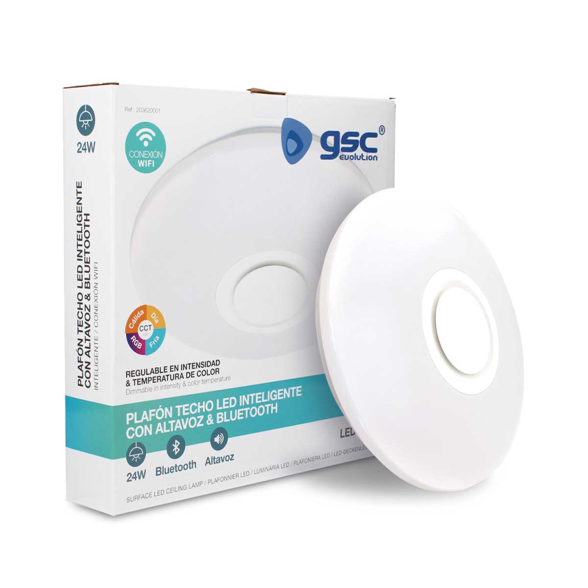 Plafón techo inteligente Paris con altavoz 24W RGB 3000-6500K regulable