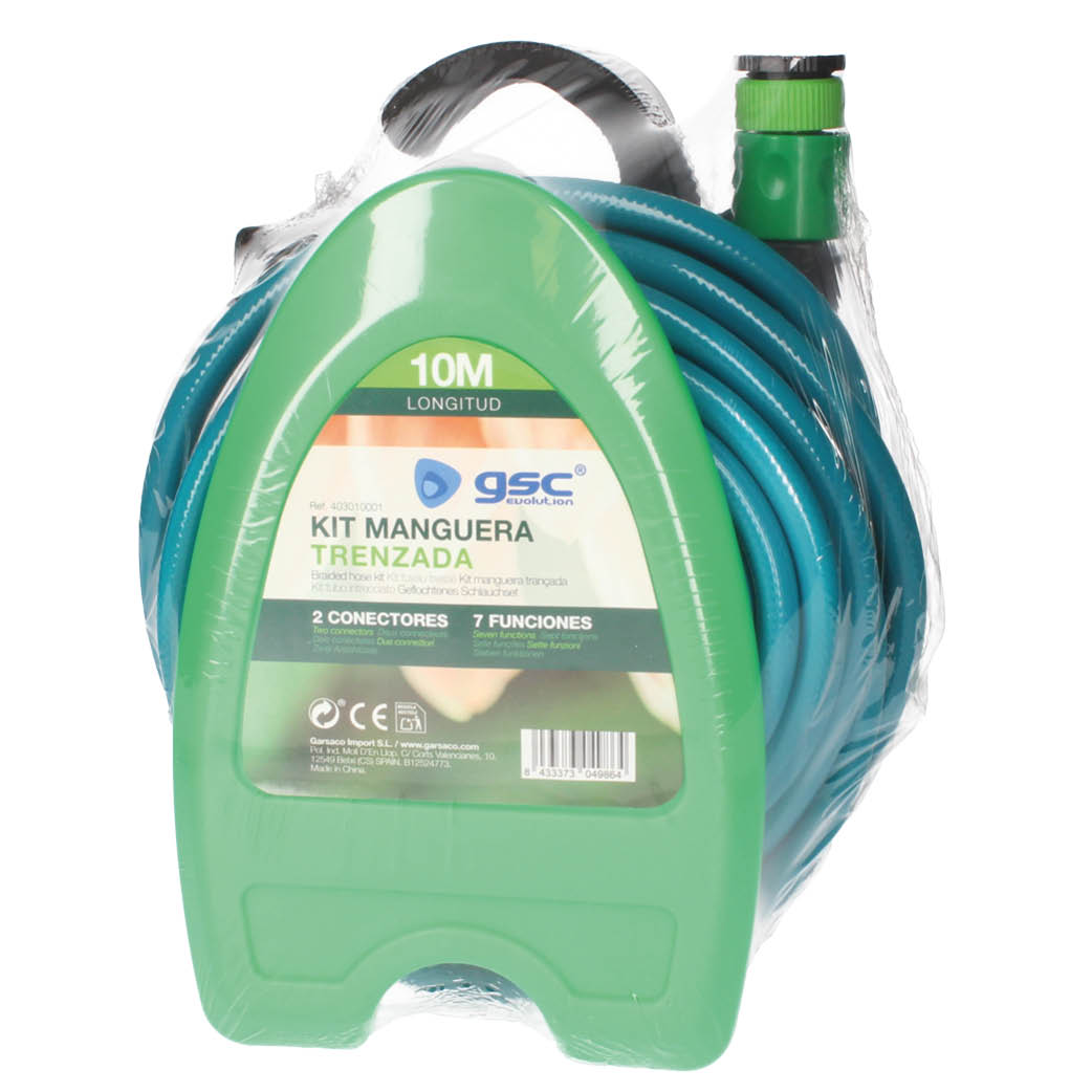 Kit manguera trenzada PVC 10M  Ø1/2&quot;(12mm) para colgar en pared