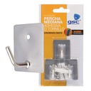 Pack 3 Perchas medianas adhesivas 26x43mm Cromadas