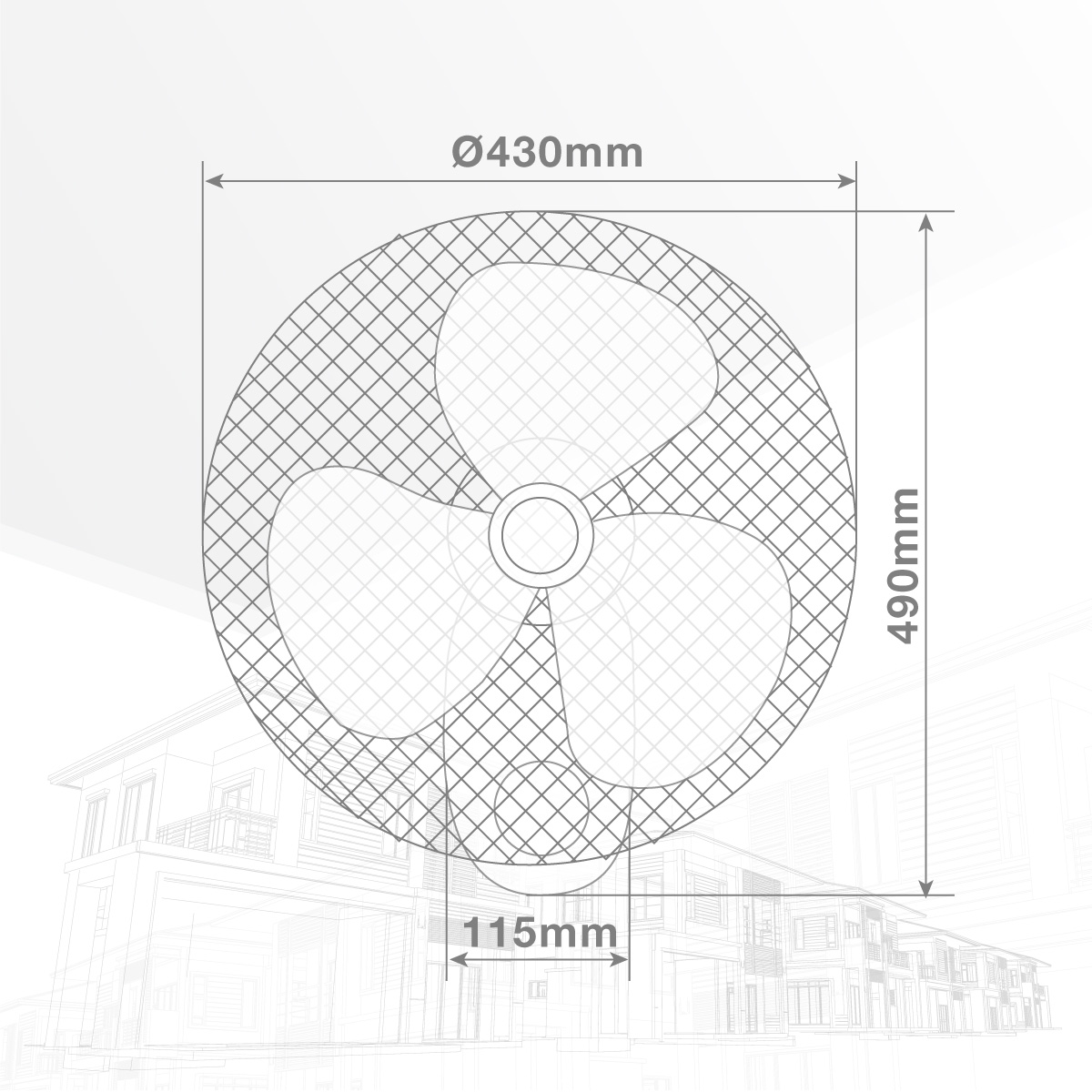 Ventilador de pared 43cm 45W con mando a distancia