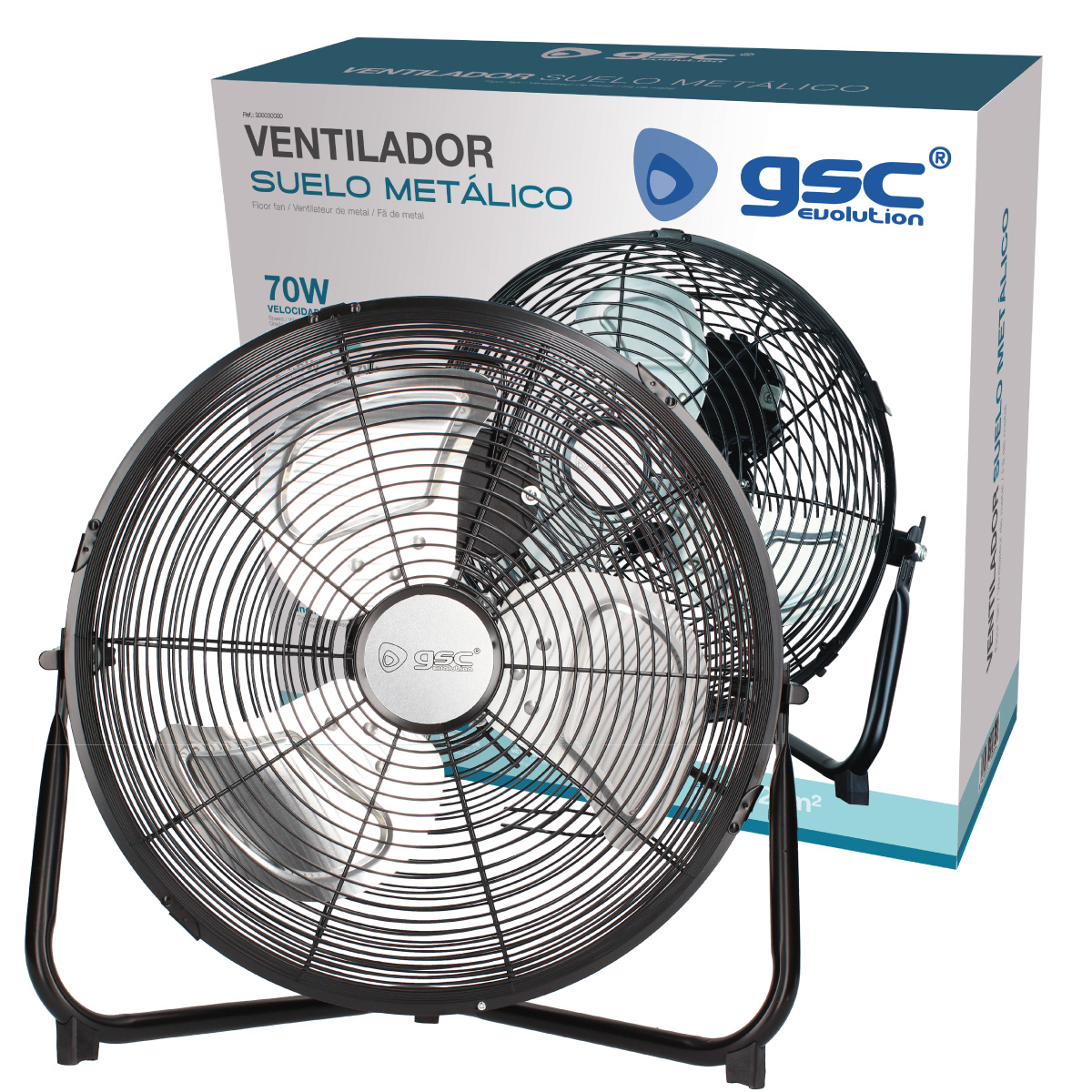 Ventilador metálico de suelo 40cm 70W Negro