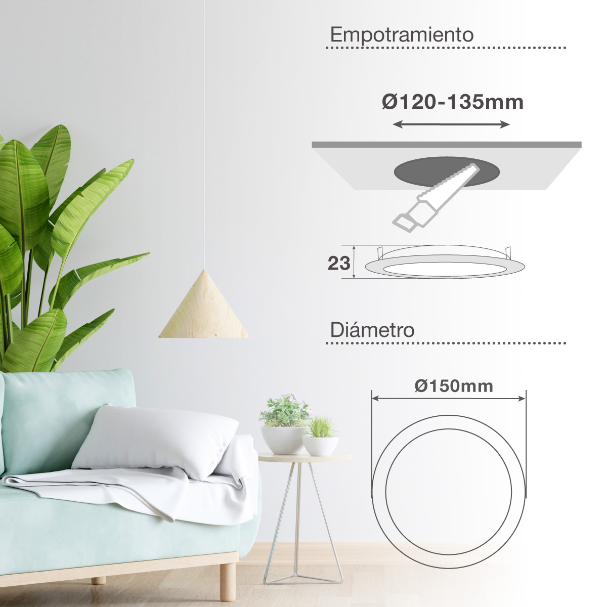 Downlight empotrable LED redondo Belur 9W 4000K Blanco