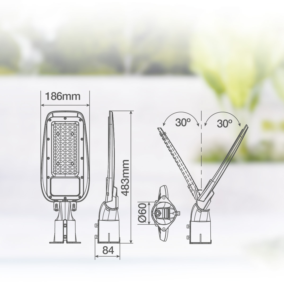 Farola LED Bagura 100W 5000K IP65 - Pro Line