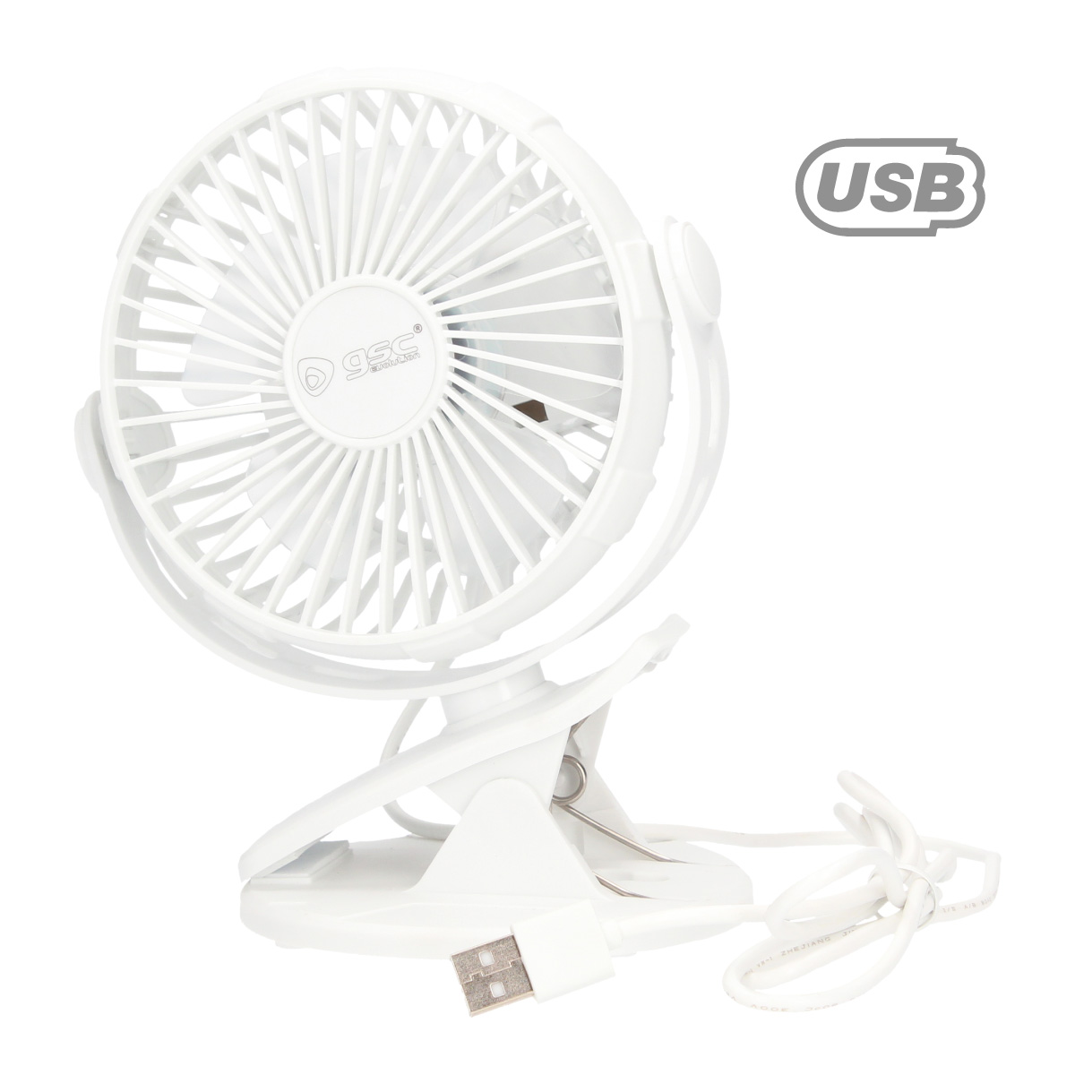 Mini ventilador USB tipo clip Fune 3W Blanco