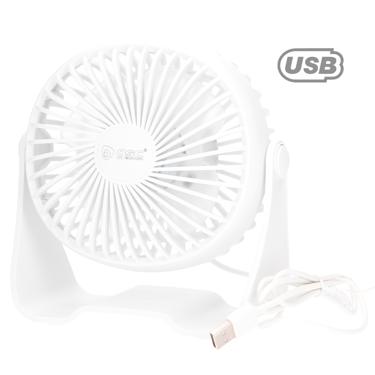 Mini ventilador sobremesa USB Alua Ø15cm 3W Blanco