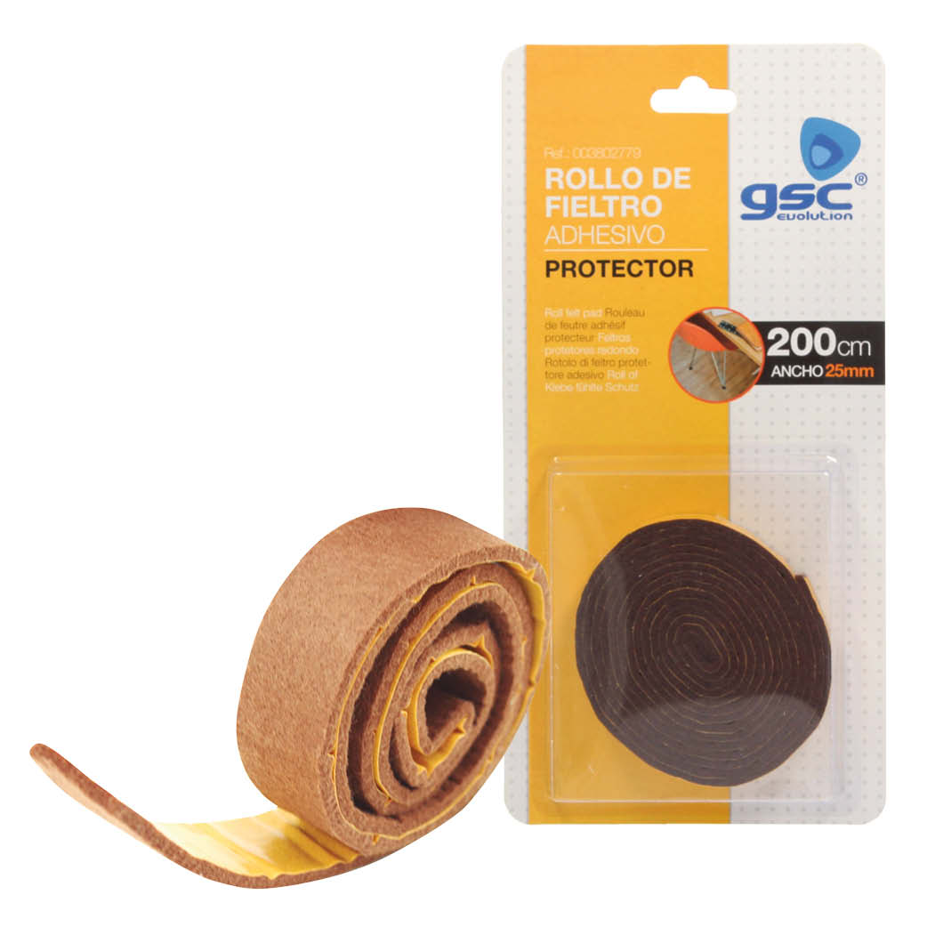 Rollo de fieltro adhesivo muebles 25mmx2M - Marron