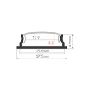 Kit perfil aluminio traslúcido superficie ovalado 2M para tiras LED hasta 14mm