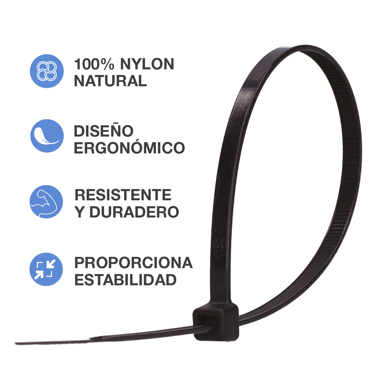 Bolsa 25u bridas 100% nylon 250x4.8mm Negro