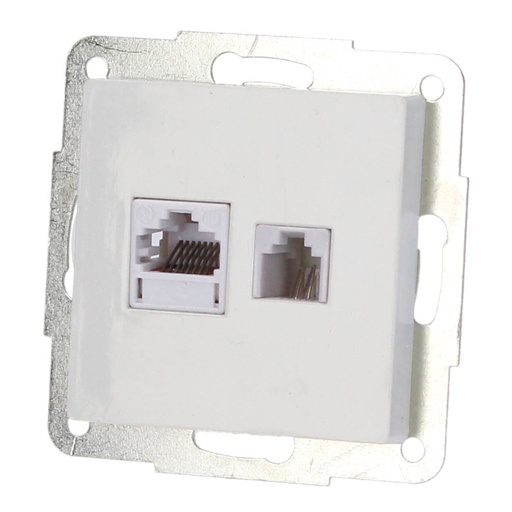 Base Internet+Telefono RJ45+RJ11 empotrar Blanco 56x56mm