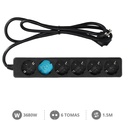 [000000030] 6 way socket Black (3x1.5mm) 1,5M wire