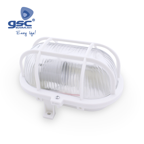 Aplique oval de plástico, E27 60 W 230 V Branco