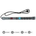 [000801087] 6 way socket with switch (3x1.5mm) 1,5M wire - surge protection