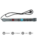 [000801086] 5 way socket with switch (3x1.5mm) 1,5M wire - surge protection