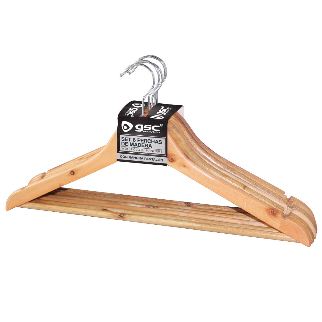 Conjunto de 6 cabides madeira