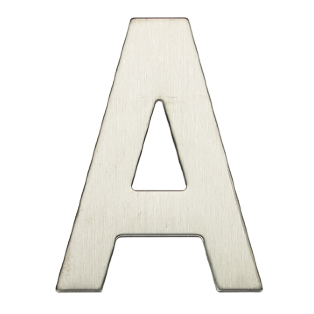 Letra puerta A acero inoxidable con adhesivo
