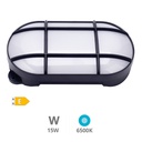 [200205003] Aplique LED ovalado Cercis con rejilla 15W 6500K Negro