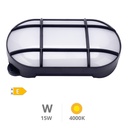 [200205002] Aplique LED oval Cercis con rejilla 15W 4200K Negro