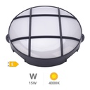 Aplique LED redondo Oxalis con rejilla 15W 4200K Negro