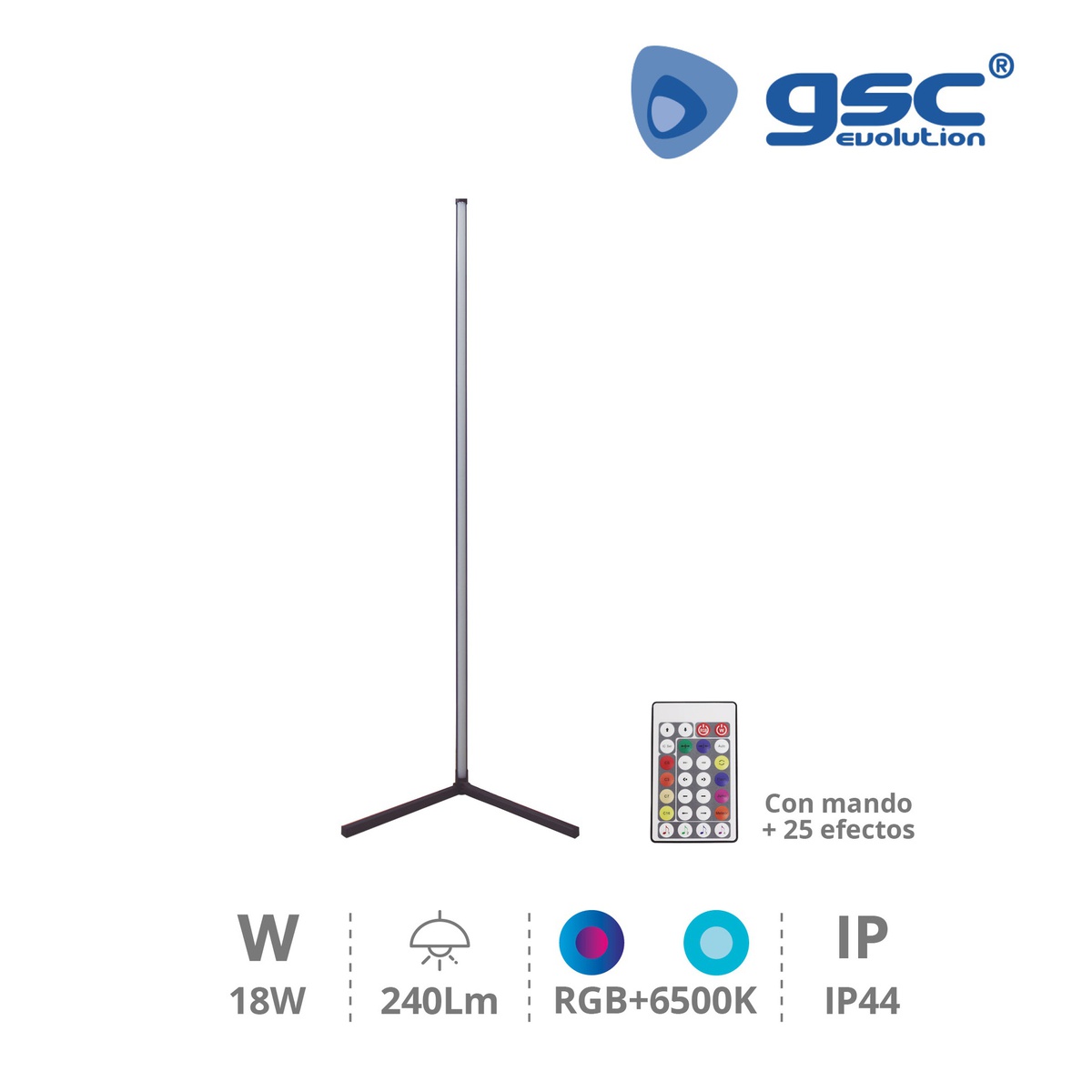 Lâmpada de pé com comando e sensor de som rítmico 18 W RGB + 6500 K