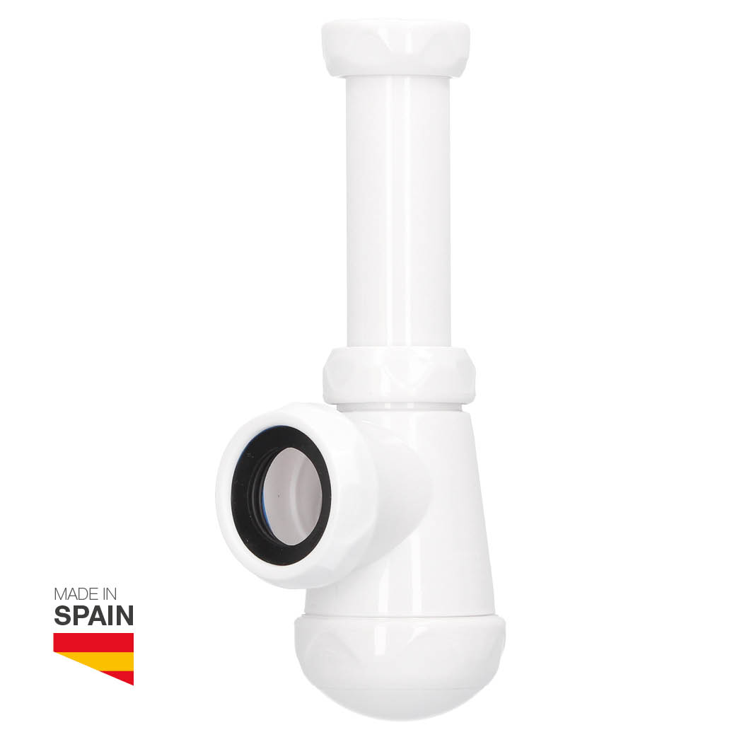 Short extensible bottle siphon with Ø40mm reducing outlet Ø32mm 1&quot; 1/4 fitting