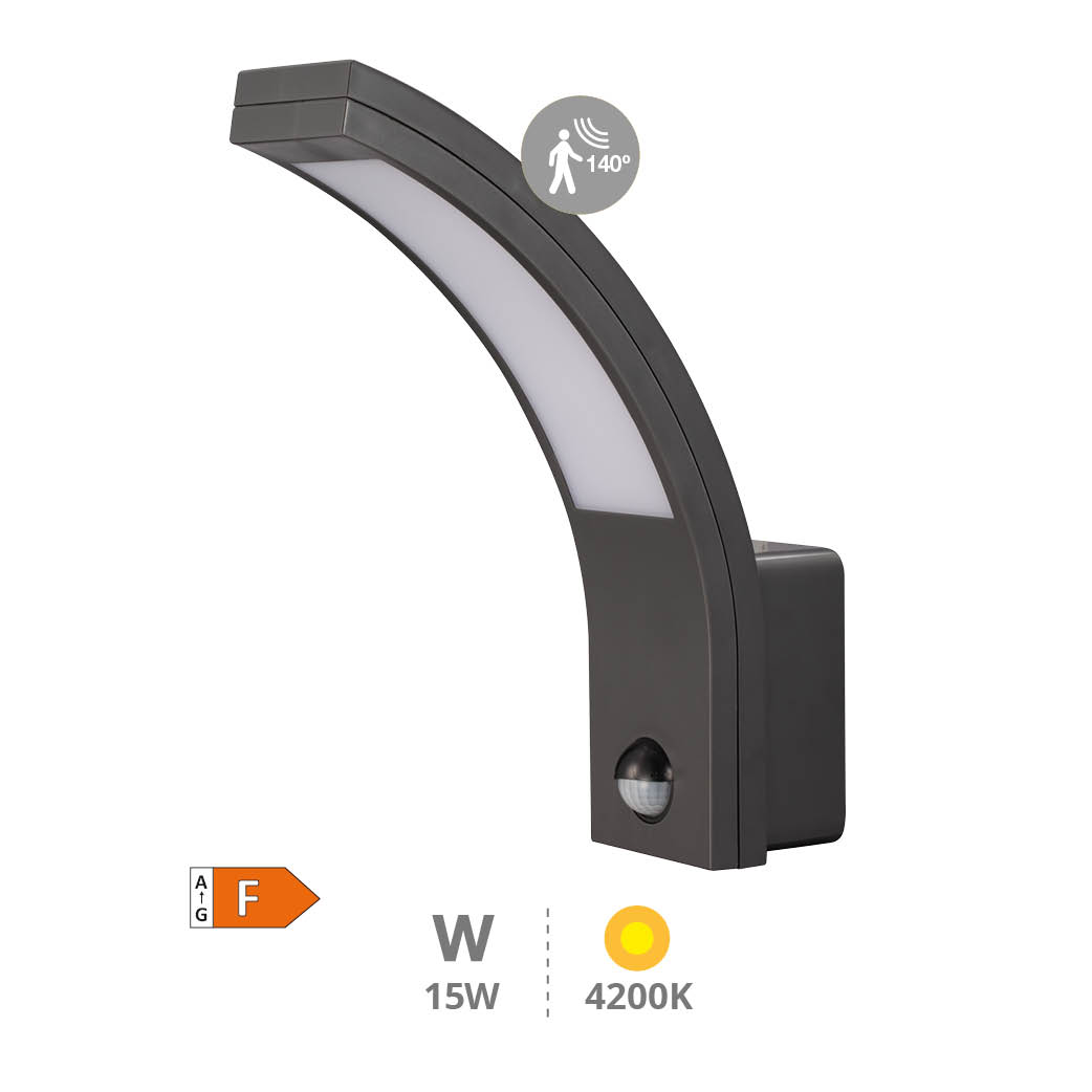 Aplique de parede LED Tegar com sensor de movimento 15 W 4200 K Cinzento antracite