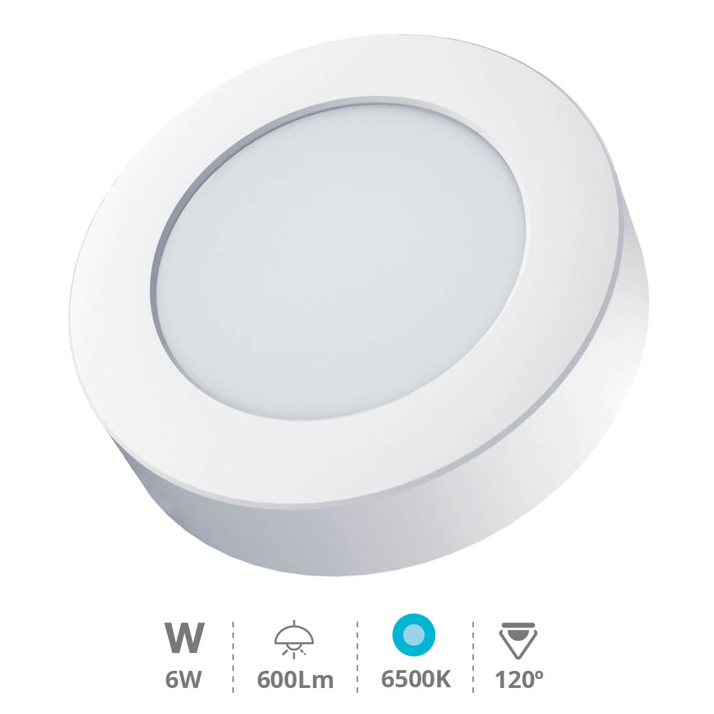 Downlight superficie LED redondo Bogur 6W 6500K Blanco