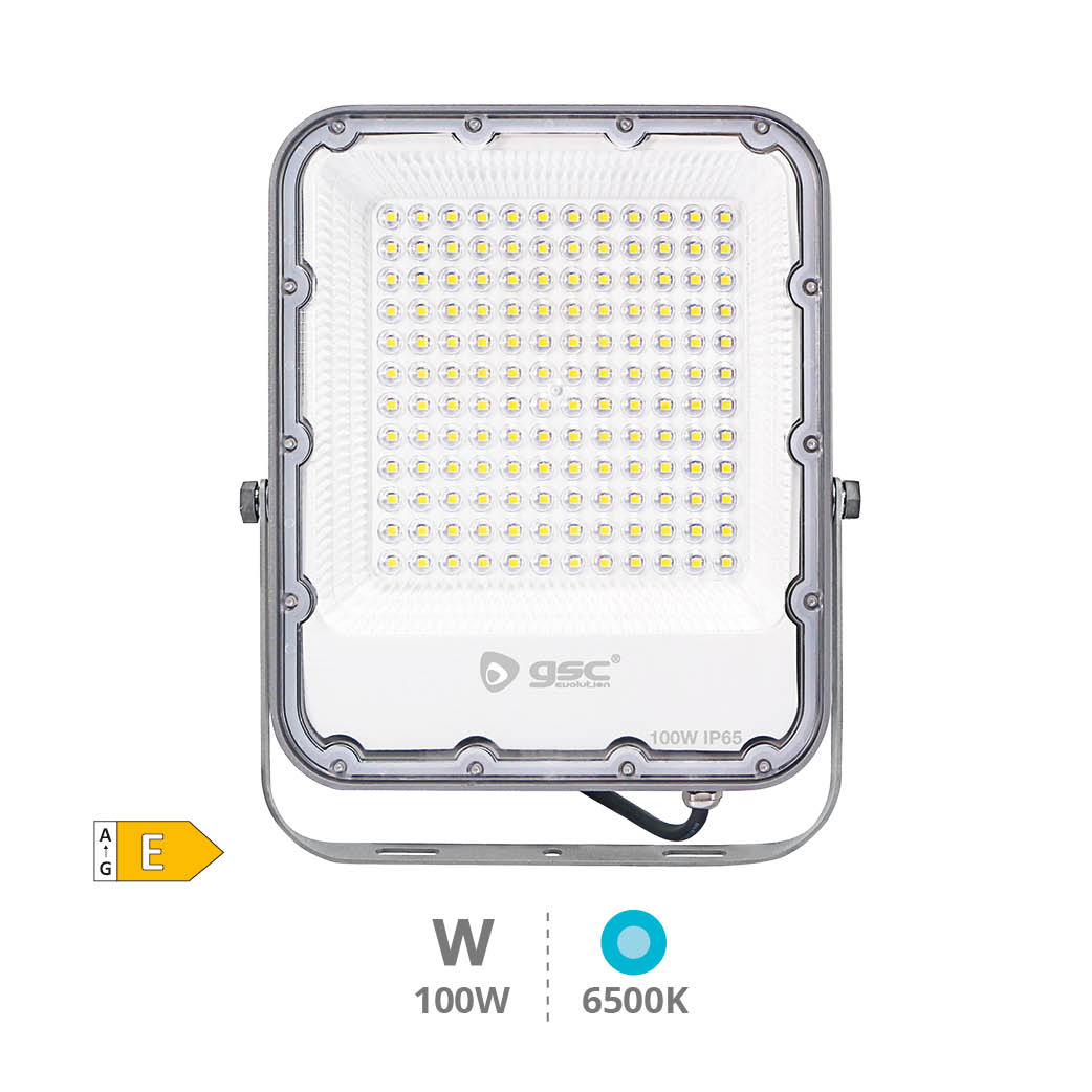 Projecteur aluminium LED 100 W 6500K IP65 gris