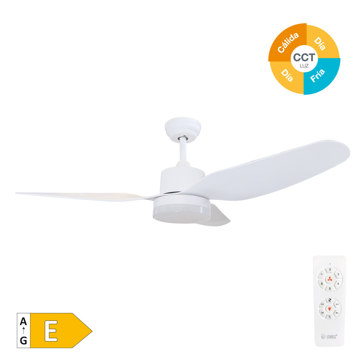 Ventilateur de plafond avec commande 46' CCT 3 pales Blanc