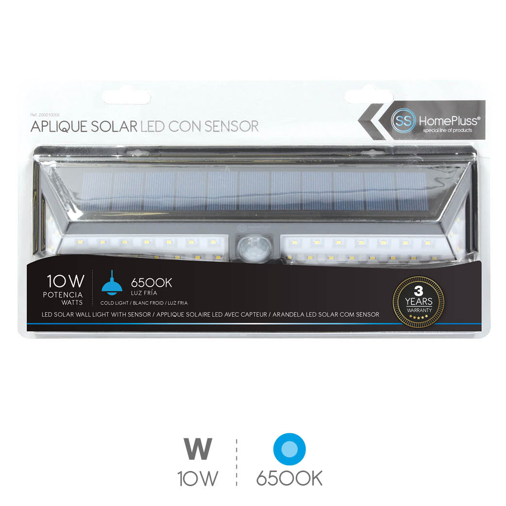 LED solar lamp with motion sensor 10W 6500K Black - 5pcs inner box