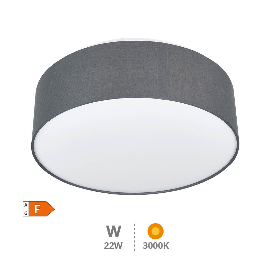 Plafón techo LED de tela Kasker 22W 3000K a 6500K regulable Gris