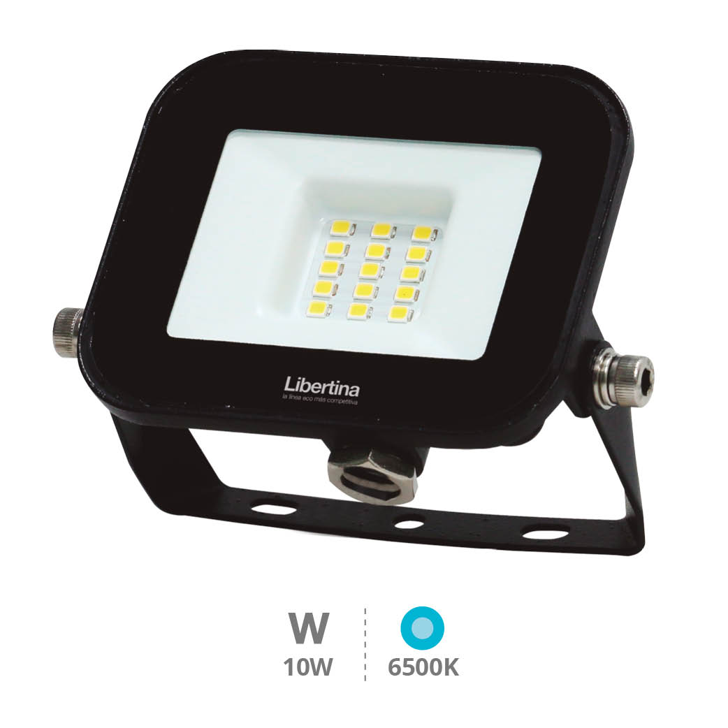 Projecteur LED 10 W 6500K IP65 Noir - Libertina
