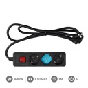 Bloco de 3T com interruptor (3 x 1,5 mm) 3 m Negro