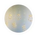 [204605026] 1,4M x 0,5M/0,8M LED curtain with bells and snowmen 8 functions Warm White