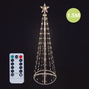 [204690081] Árbol LED 1.5M USB + mando. 8 funciones. Luz cálida. IP44.