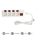[100010003] Base múltiple 4T con multi interruptor (3x1.5mm) 1,5M