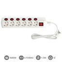 [100010005] Base múltiple 6T con multi interruptor (3x1.5mm) 1,5M