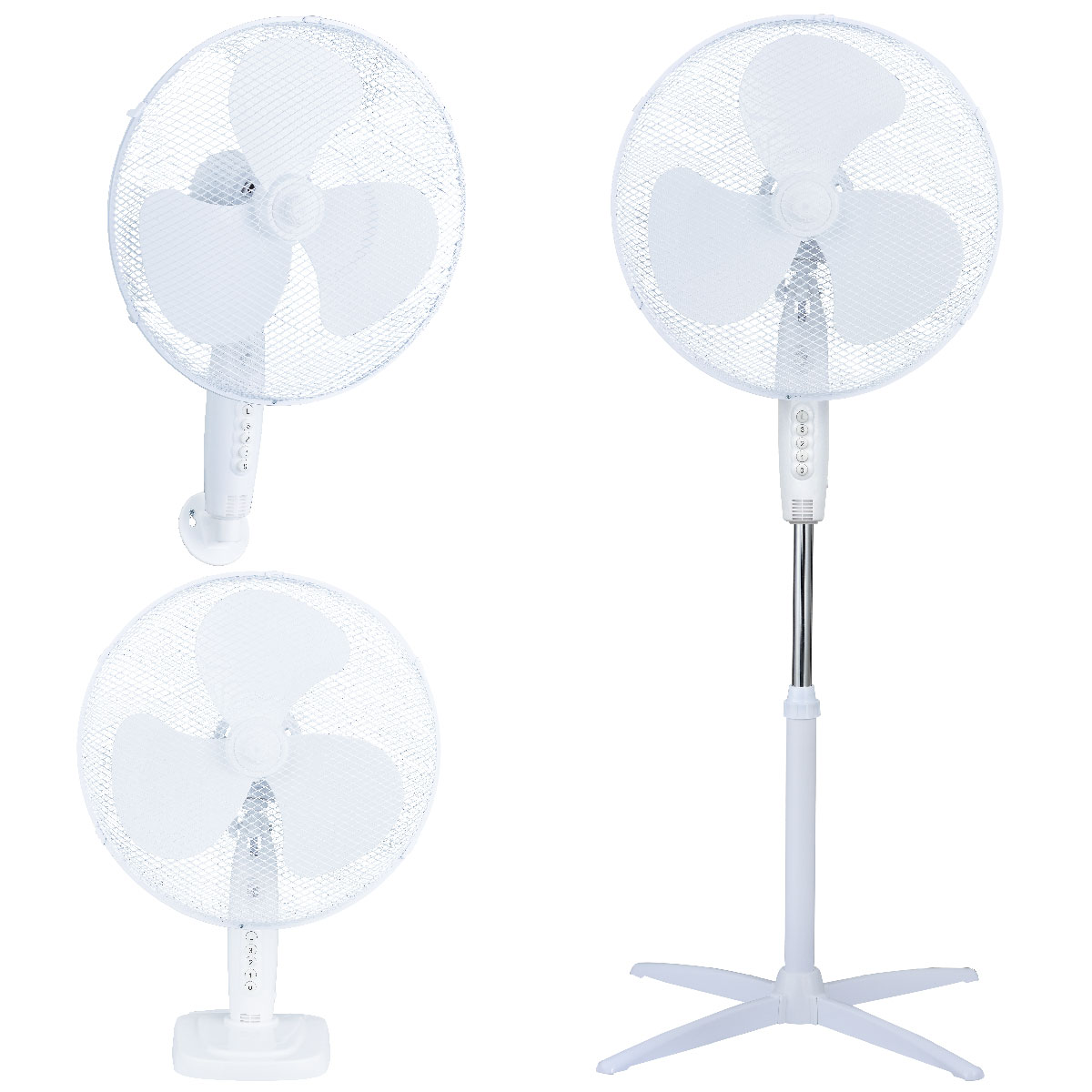 3 in 1 fan (table, wall, stand) 43cm Ø 45W White